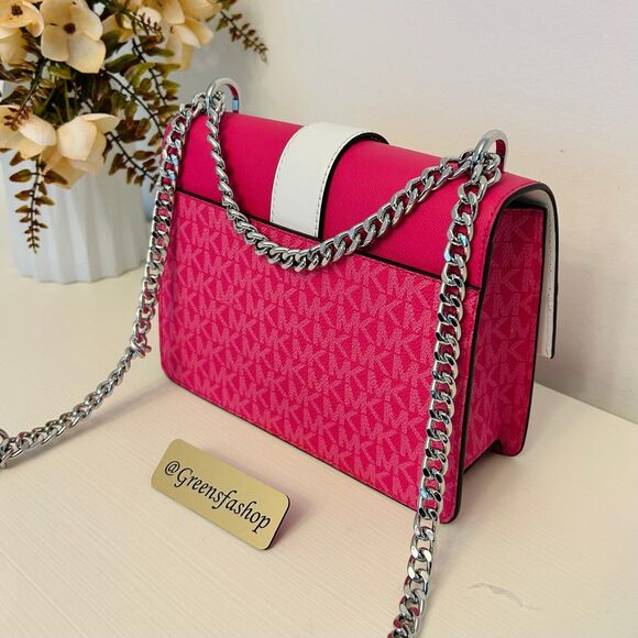 Michael Kors Purse Greenwich Small Signature Logo Crossbody Bag Dragonfruit - Picture 8 of 11